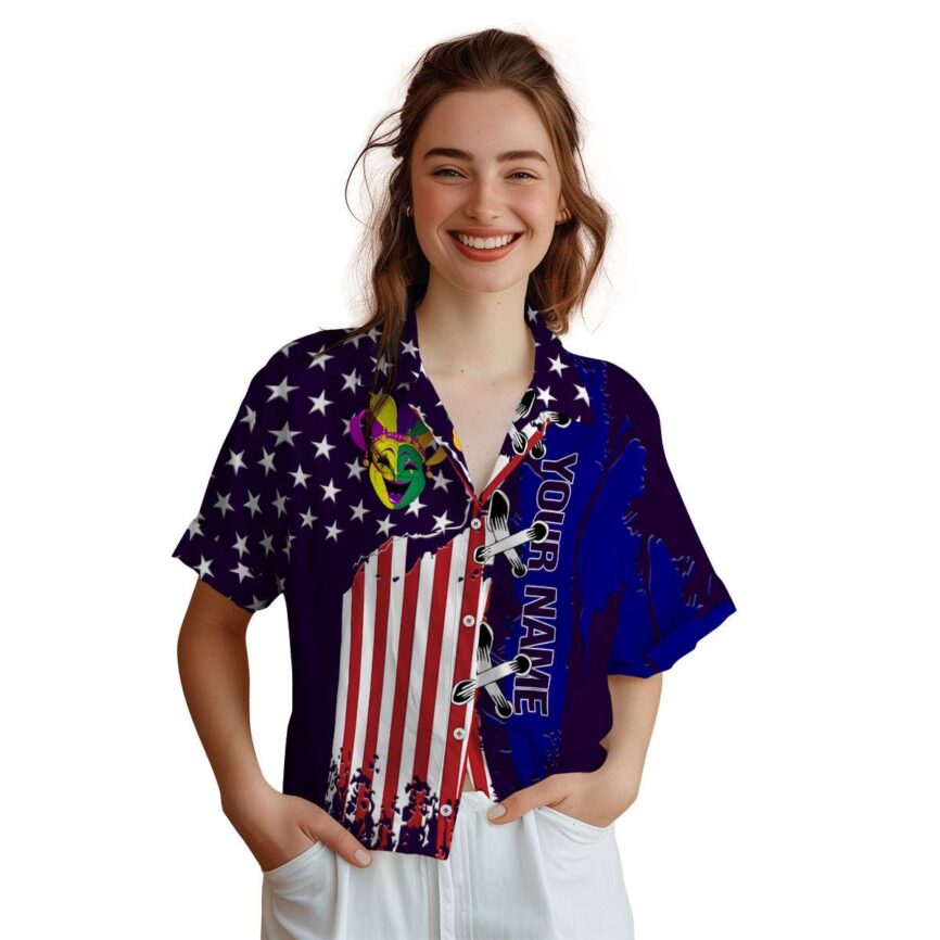 Personalized Mardi Gras Flag Stitches Hawaiian Shirt Top rated