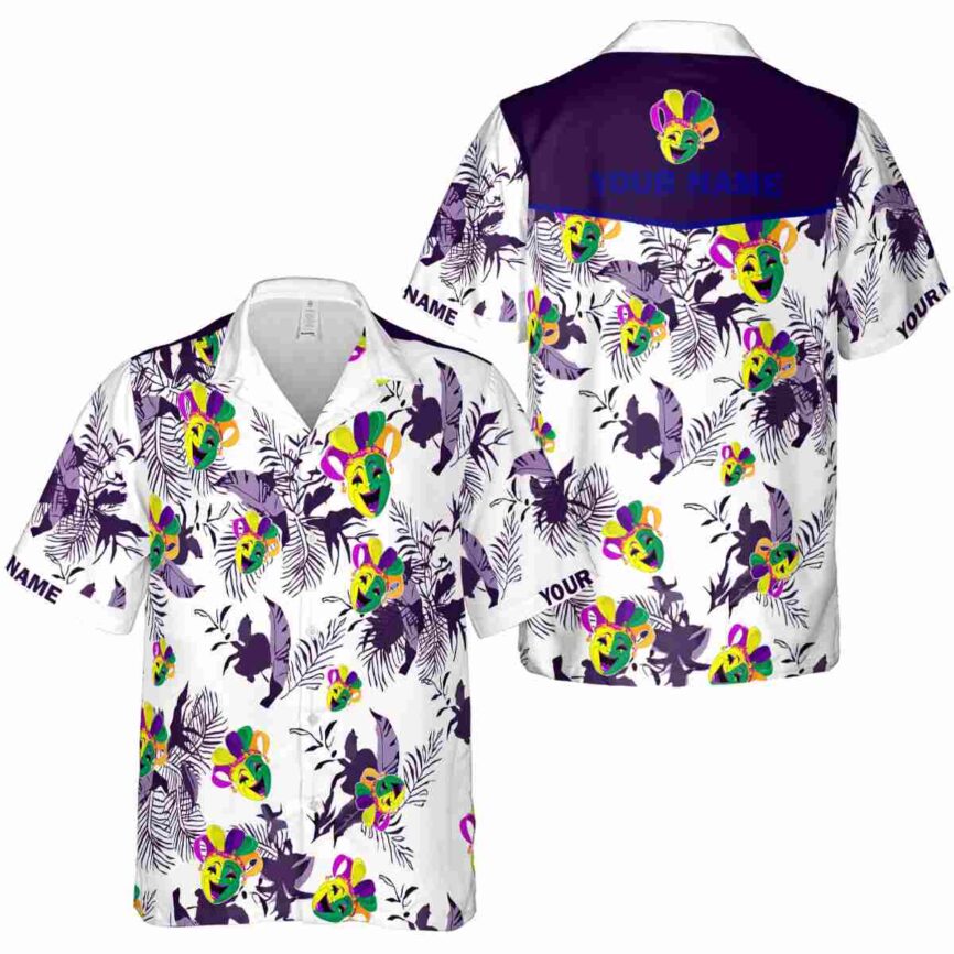 Personalized Mardi Gras Leafy Accents Hawaiian Shirt Premium grade