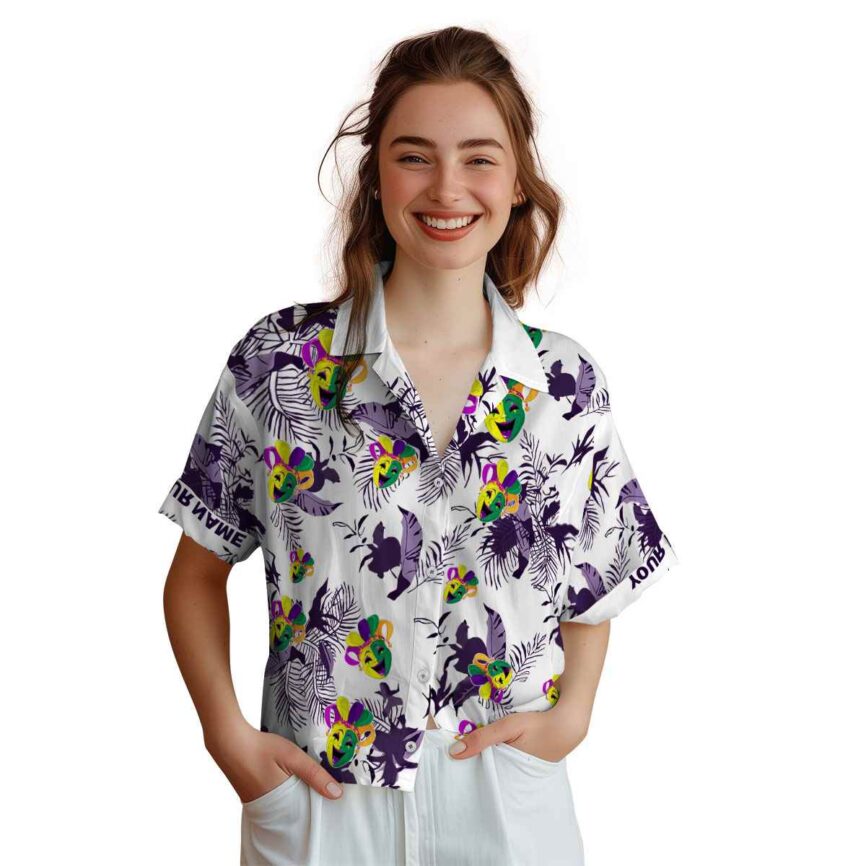Personalized Mardi Gras Leafy Accents Hawaiian Shirt Top rated