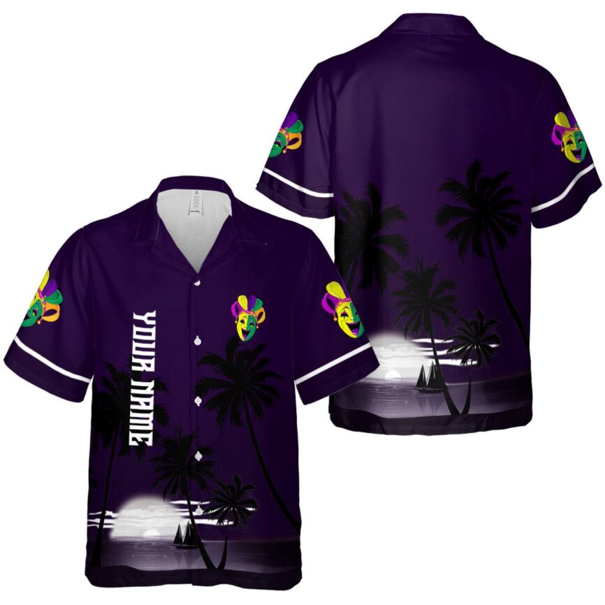 Personalized Mardi Gras Ocean Sunset Hawaiian Shirt Premium grade