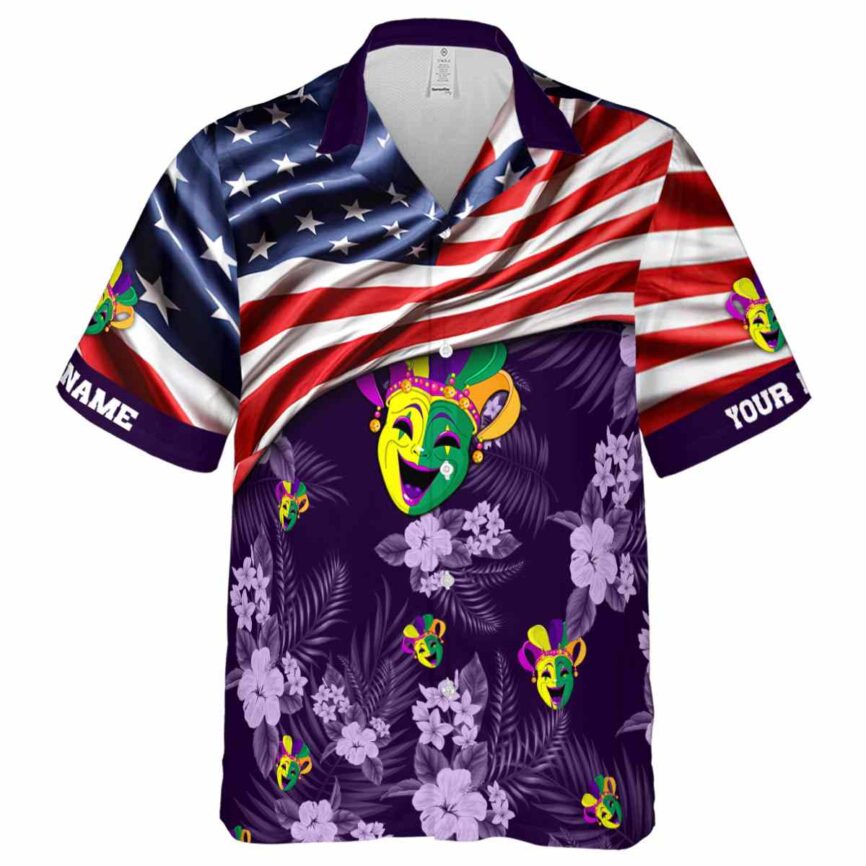 Personalized Mardi Gras US Flag Themed Hawaiian Shirt Fashion forward