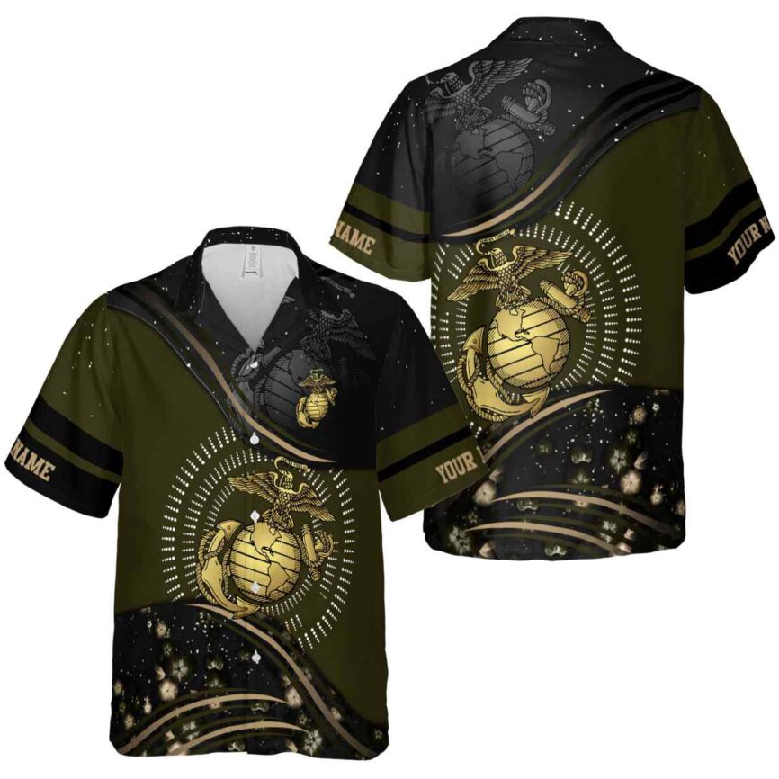 Personalized Marine Corps Dynamic Swirl Hawaiian Shirt Premium grade