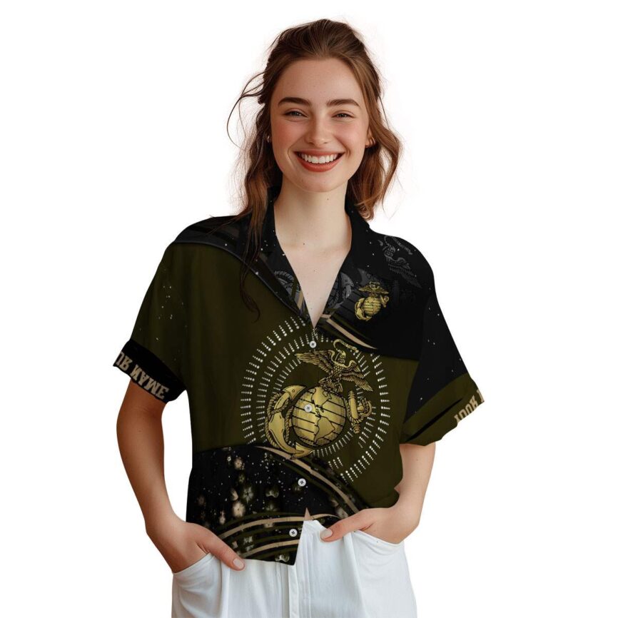Personalized Marine Corps Dynamic Swirl Hawaiian Shirt Top rated