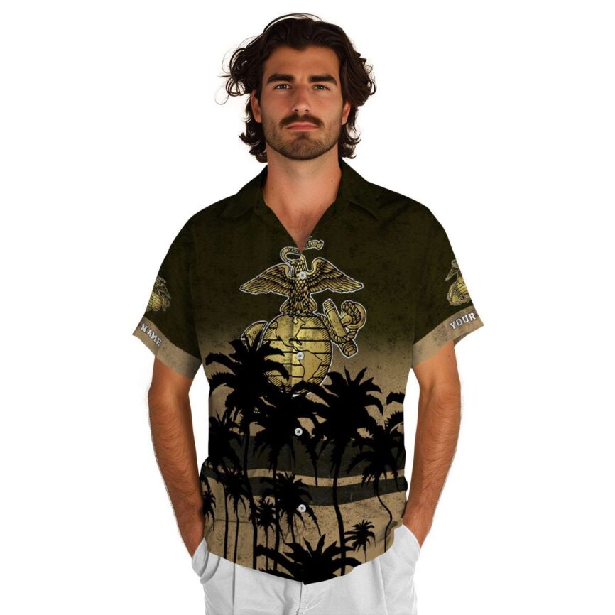 Personalized Marine Corps Sunset Gradient Hawaiian Shirt New Arrival