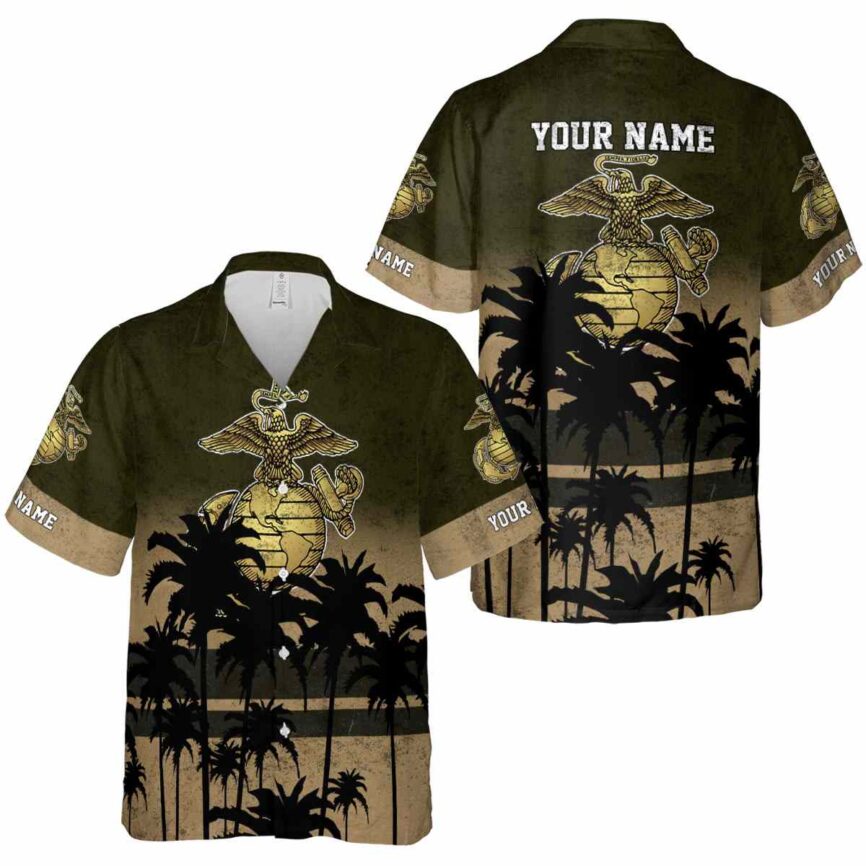 Personalized Marine Corps Sunset Gradient Hawaiian Shirt Premium grade