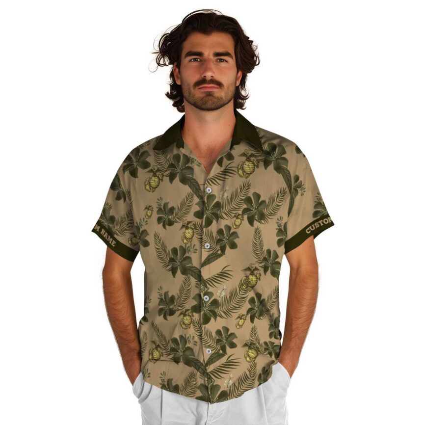 Personalized Marine Corps Tropical Flower Hawaiian Shirt New Arrival