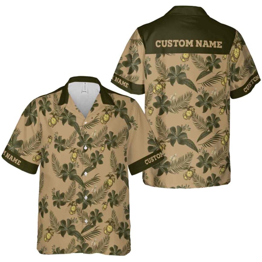 Personalized Marine Corps Tropical Flower Hawaiian Shirt Premium grade