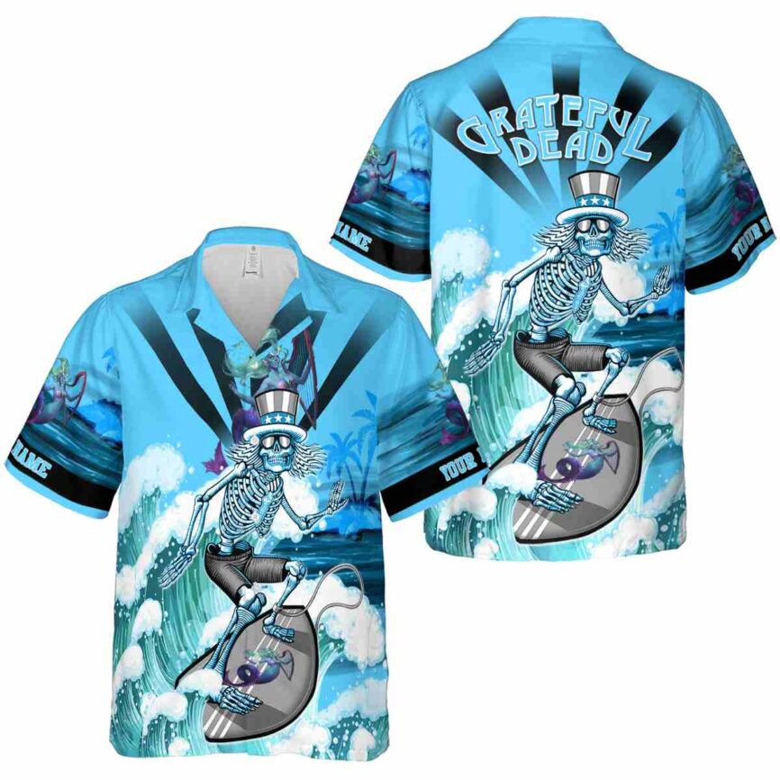 Personalized Mermaid Grateful Dead Motif Hawaiian Shirt Premium grade