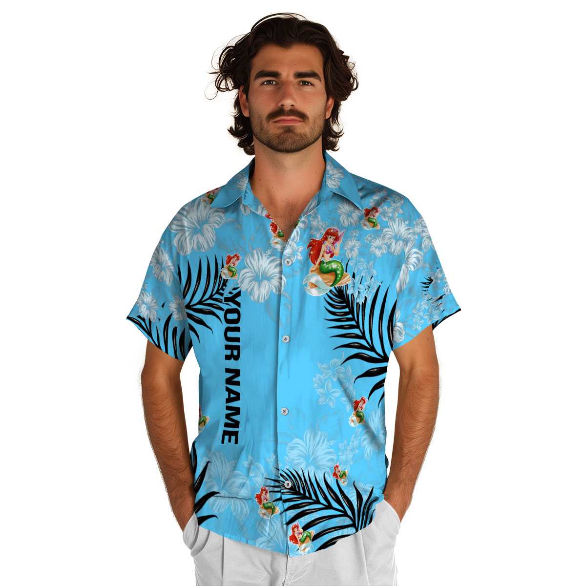 Personalized Mermaid Hibiscus Pattern Hawaiian Shirt New Arrival Personalized Mermaid Hibiscus Pattern Hawaiian Shirt New Arrival