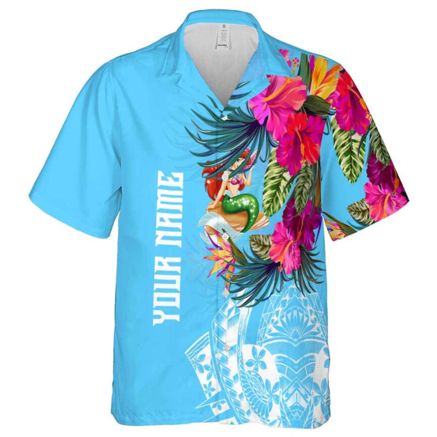 Personalized Mermaid Polynesian Flowers Hawaiian Shirt Fashion forward