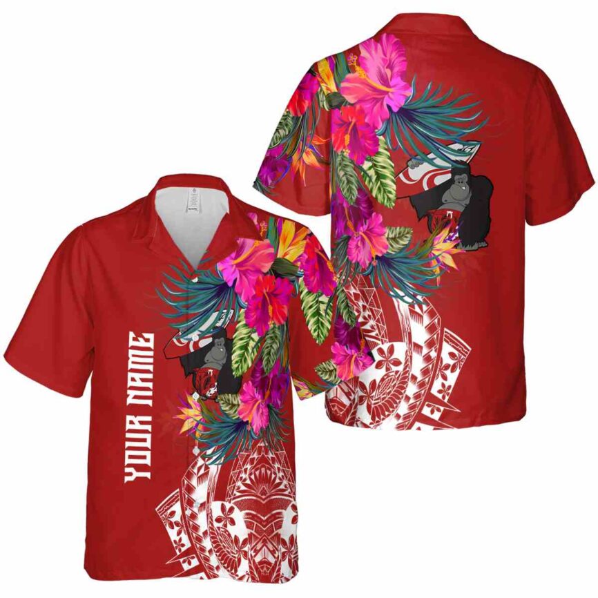 Personalized Monkey Polynesian Flowers Hawaiian Shirt Premium grade