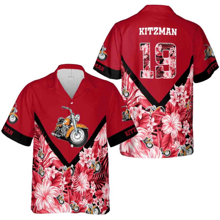 Personalized Motorcycle Bold Floral Number Hawaiian Shirt Premium grade
