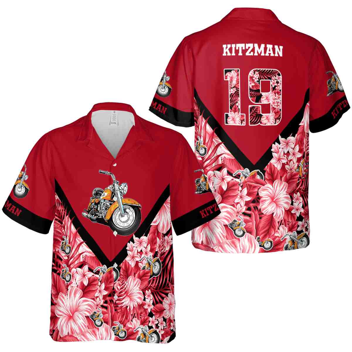 Personalized Motorcycle Bold Floral Number Hawaiian Shirt Premium grade Personalized Motorcycle Bold Floral Number Hawaiian Shirt Premium grade