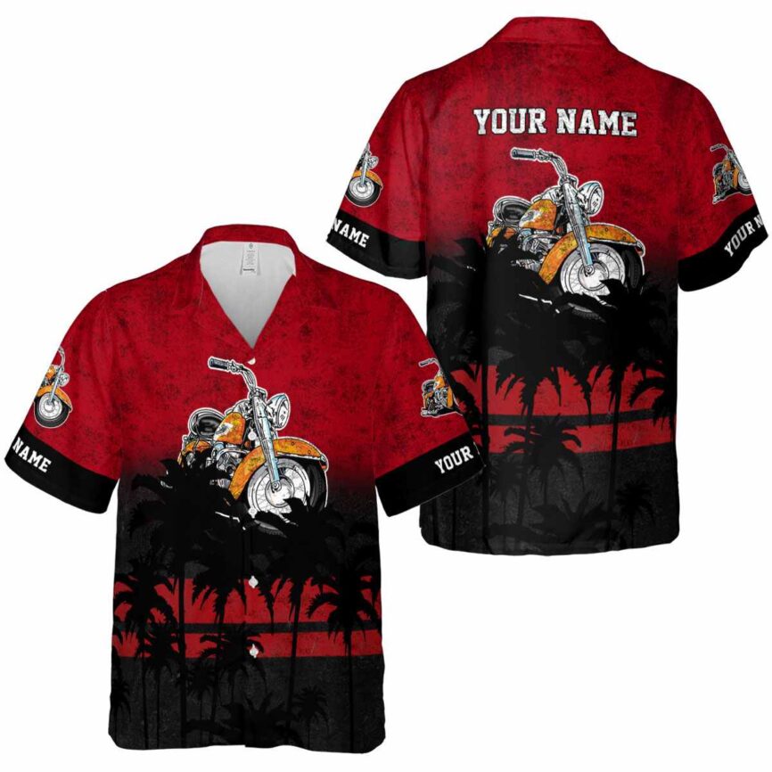 Personalized Motorcycle Sunset Gradient Hawaiian Shirt Premium grade