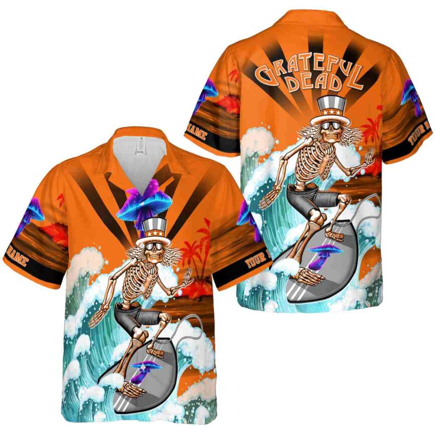 Personalized Mushroom Grateful Dead Motif Hawaiian Shirt Premium grade