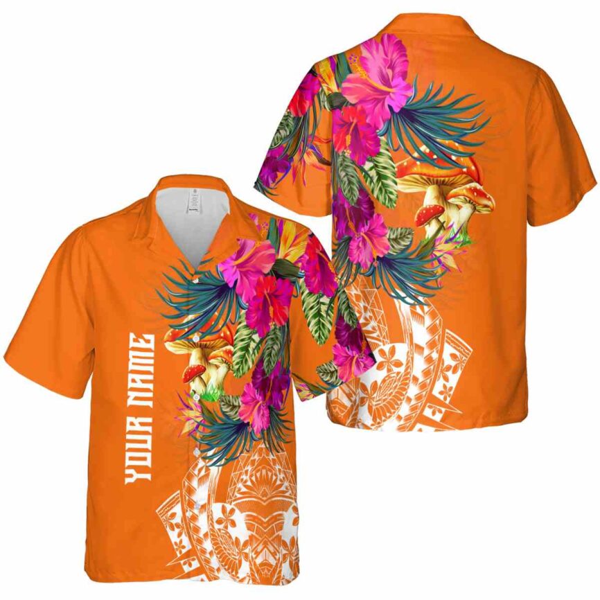 Personalized Mushroom Polynesian Flowers Hawaiian Shirt Premium grade