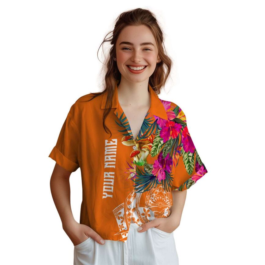 Personalized Mushroom Polynesian Flowers Hawaiian Shirt Top rated