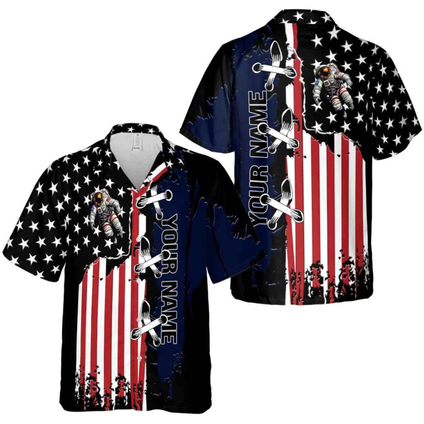 Personalized Nasa Flag Stitches Hawaiian Shirt Premium grade
