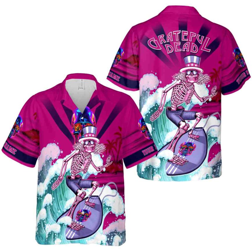 Personalized Neon Grateful Dead Motif Hawaiian Shirt Premium grade