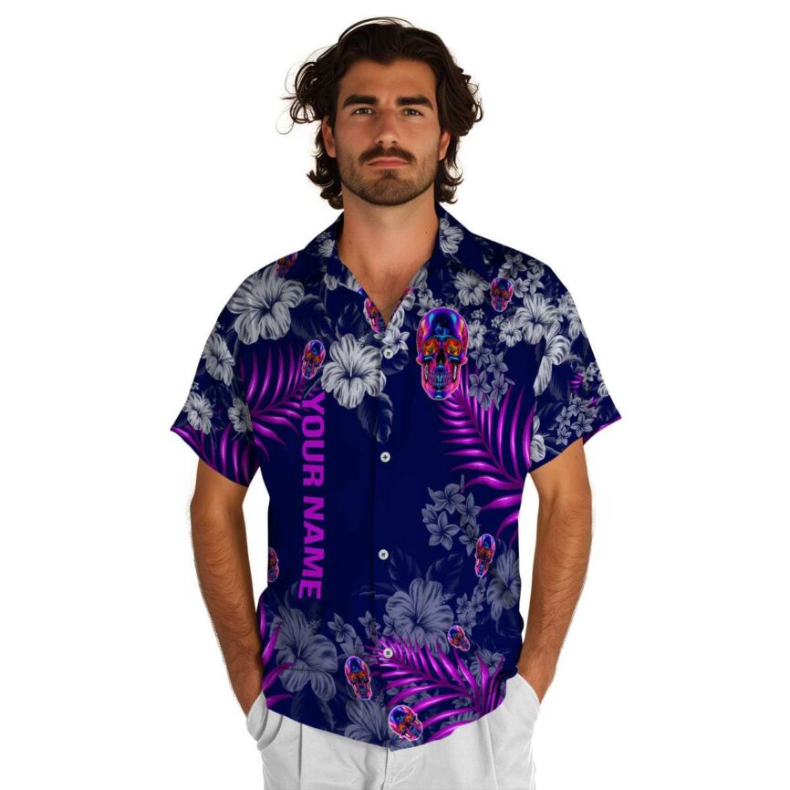 Personalized Neon Hibiscus Pattern Hawaiian Shirt New Arrival