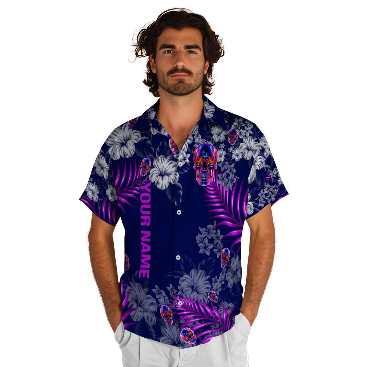 Personalized Neon Hibiscus Pattern Hawaiian Shirt New Arrival Personalized Neon Hibiscus Pattern Hawaiian Shirt New Arrival