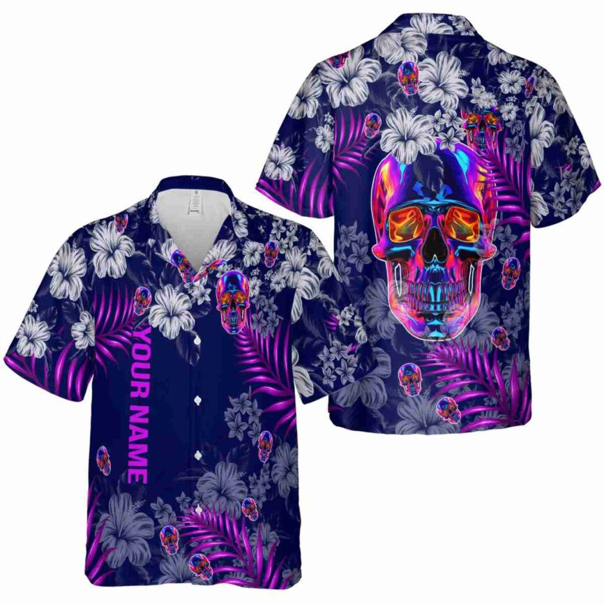 Personalized Neon Hibiscus Pattern Hawaiian Shirt Premium grade