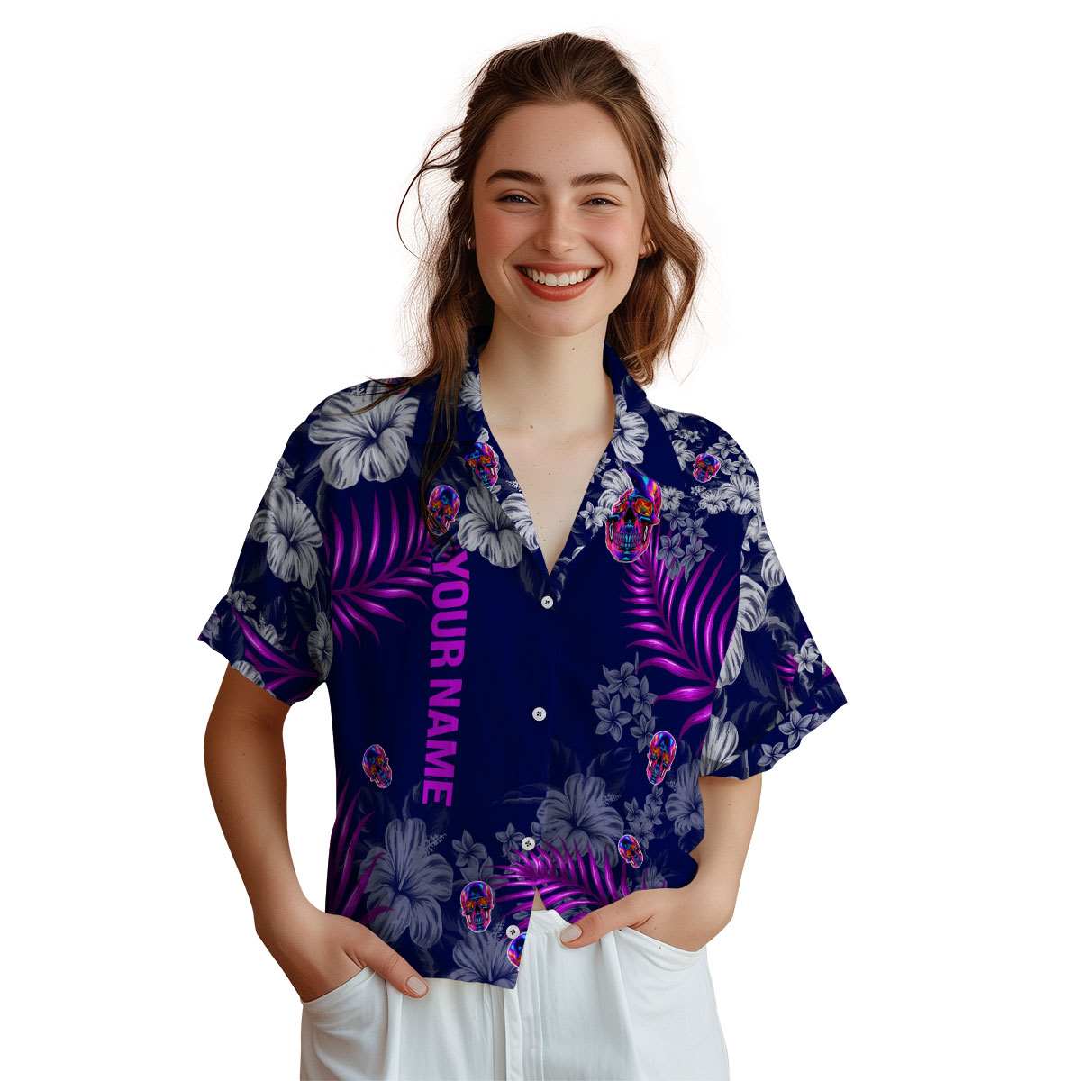 Personalized Neon Hibiscus Pattern Hawaiian Shirt Top rated Personalized Neon Hibiscus Pattern Hawaiian Shirt Top rated
