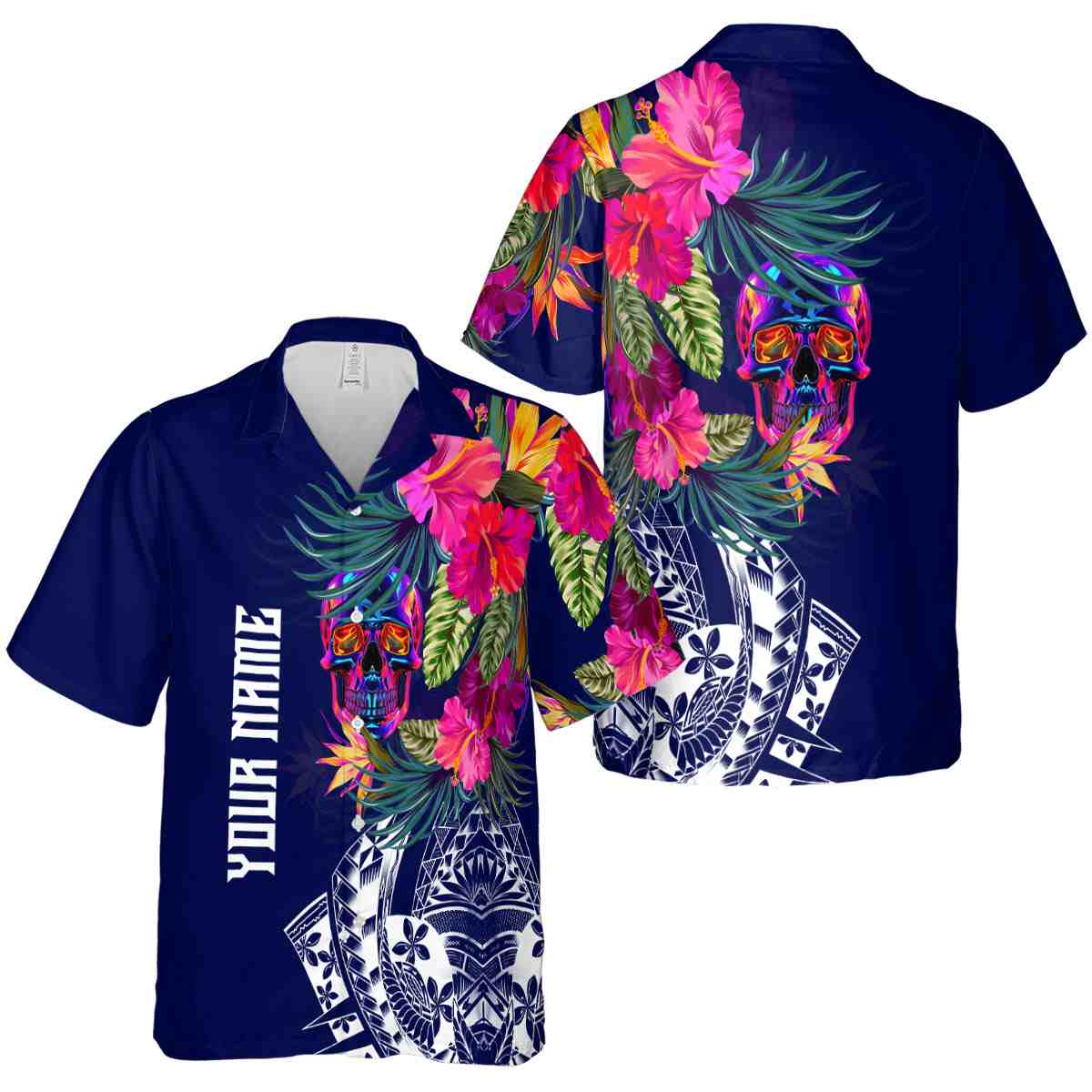 Personalized Neon Polynesian Flowers Hawaiian Shirt Premium grade Personalized Neon Polynesian Flowers Hawaiian Shirt Premium grade