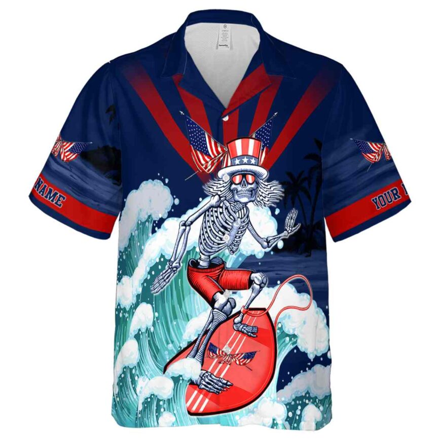 Personalized Patriotic Grateful Dead Motif Hawaiian Shirt Fashion forward