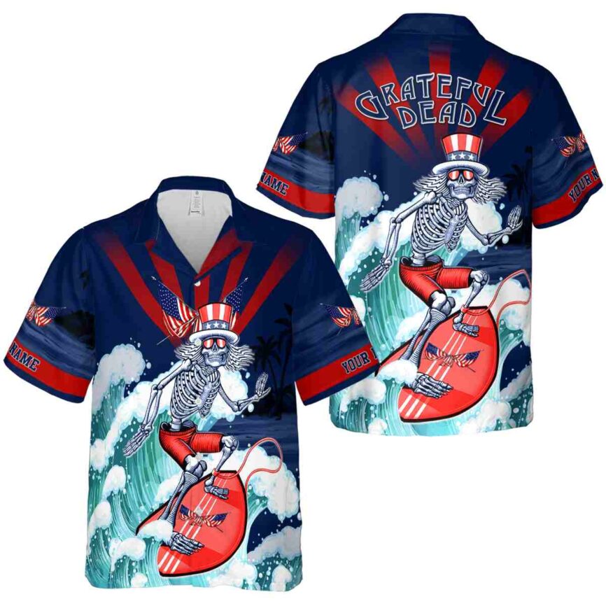 Personalized Patriotic Grateful Dead Motif Hawaiian Shirt Premium grade