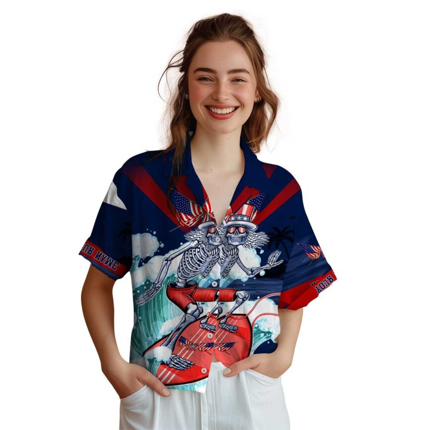 Personalized Patriotic Grateful Dead Motif Hawaiian Shirt Top rated