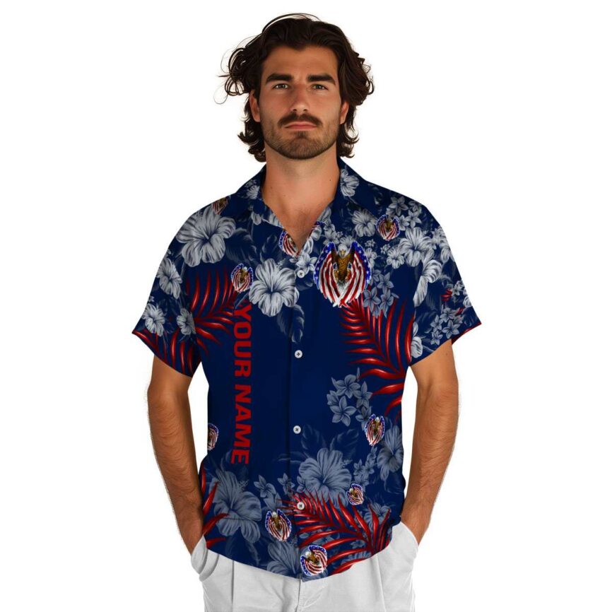 Personalized Patriotic Hibiscus Pattern Hawaiian Shirt New Arrival