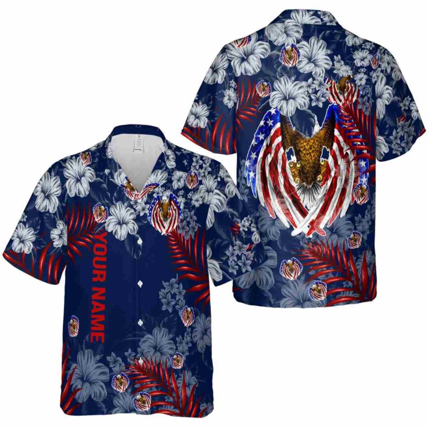 Personalized Patriotic Hibiscus Pattern Hawaiian Shirt Premium grade