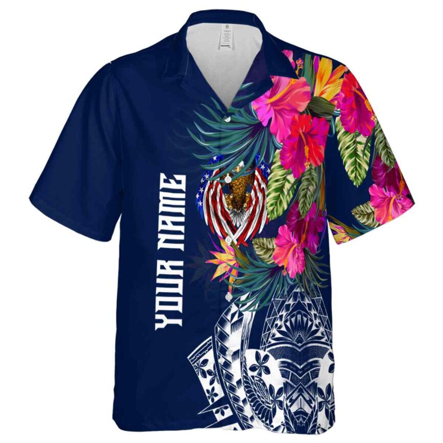 Personalized Patriotic Polynesian Flowers Hawaiian Shirt Fashion forward