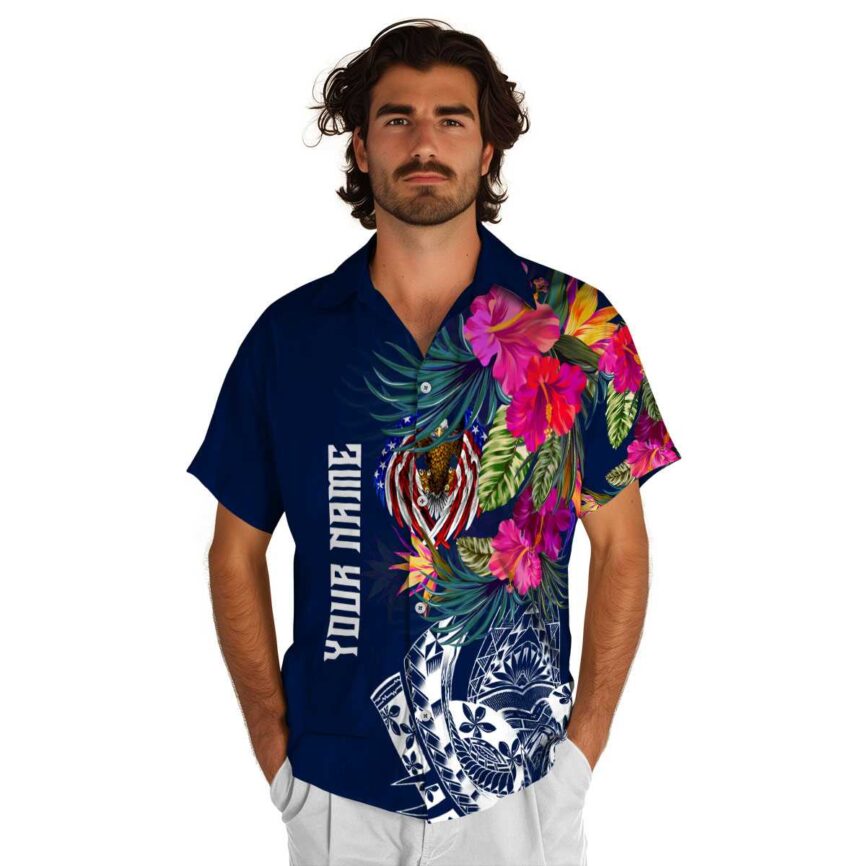 Personalized Patriotic Polynesian Flowers Hawaiian Shirt New Arrival