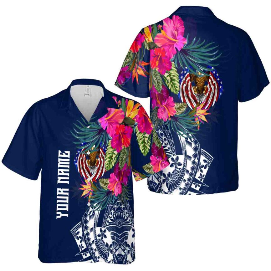Personalized Patriotic Polynesian Flowers Hawaiian Shirt Premium grade