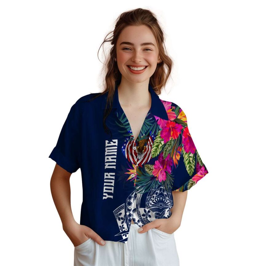 Personalized Patriotic Polynesian Flowers Hawaiian Shirt Top rated