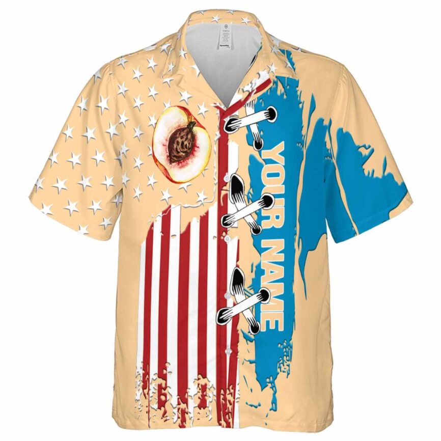 Personalized Peach Flag Stitches Hawaiian Shirt Fashion forward