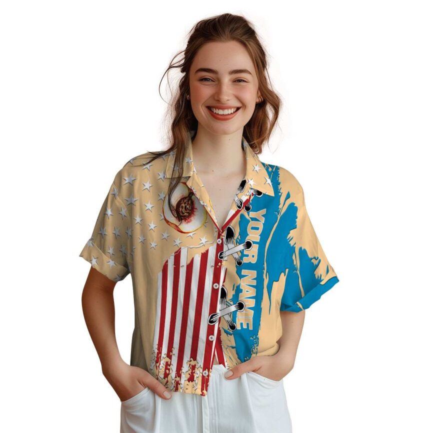 Personalized Peach Flag Stitches Hawaiian Shirt Top rated