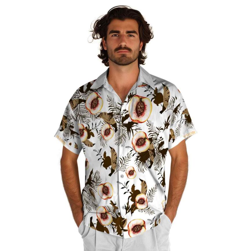 Personalized Peach Leafy Accents Hawaiian Shirt New Arrival