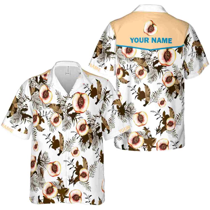 Personalized Peach Leafy Accents Hawaiian Shirt Premium grade