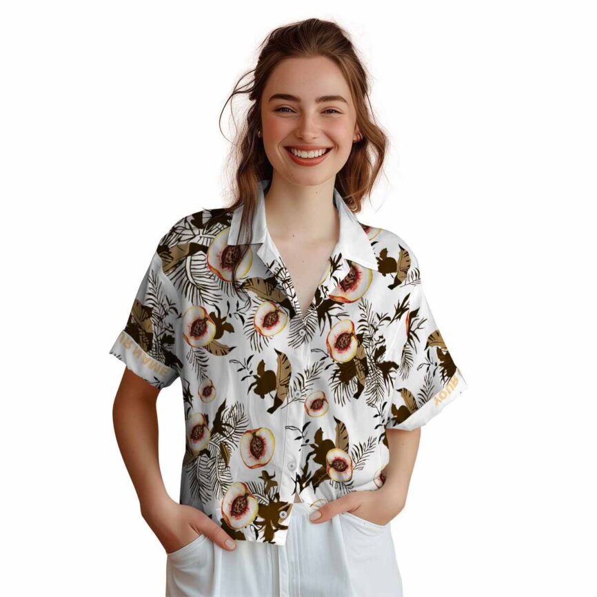 Personalized Peach Leafy Accents Hawaiian Shirt Top rated