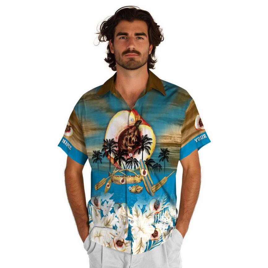 Personalized Peach Sunset Beach Canoe Hawaiian Shirt New Arrival