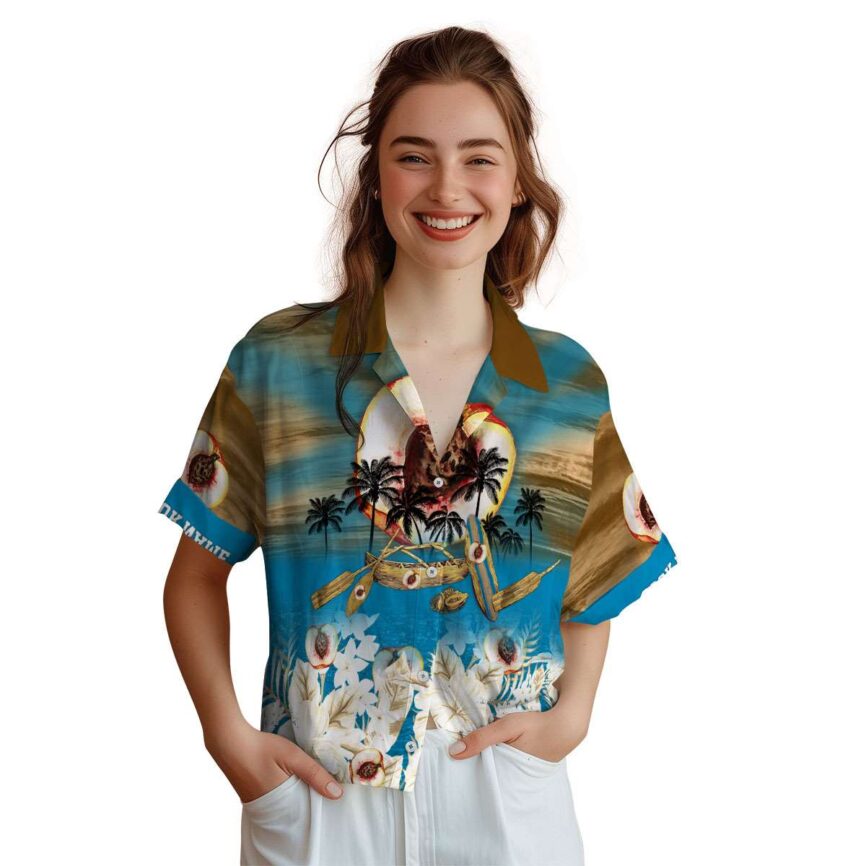 Personalized Peach Sunset Beach Canoe Hawaiian Shirt Top rated