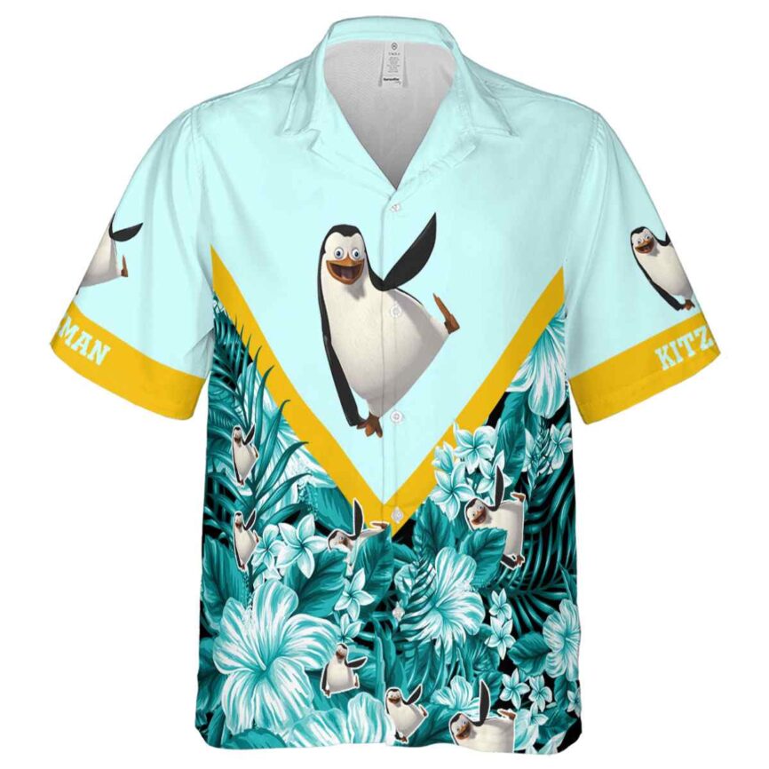 Personalized Penguin Bold Floral Number Hawaiian Shirt Fashion forward