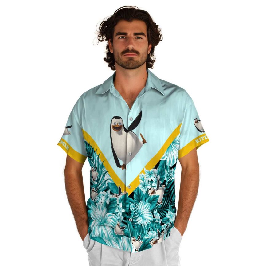 Personalized Penguin Bold Floral Number Hawaiian Shirt New Arrival