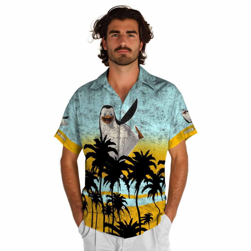 Personalized Penguin Sunset Gradient Hawaiian Shirt New Arrival