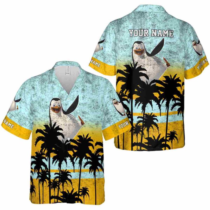 Personalized Penguin Sunset Gradient Hawaiian Shirt Premium grade