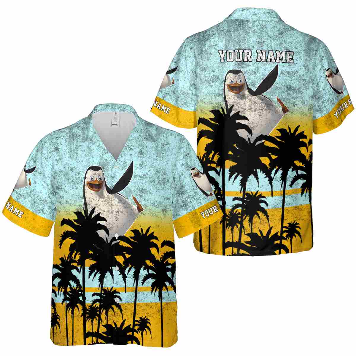 Personalized Penguin Sunset Gradient Hawaiian Shirt Premium grade Personalized Penguin Sunset Gradient Hawaiian Shirt Premium grade