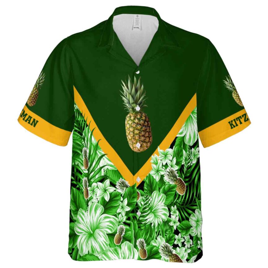 Personalized Pineapple Bold Floral Number Hawaiian Shirt Fashion forward